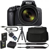 AOM Nikon COOLPIX P900 Digital Camera: with 83x Optical Zoom and Built-in Wi-Fi(Black) + 64GB 1200X SDXC Card + 2 EN-EL23 Batteries + Case + Flexible Tripod + Pro Bundle: International
