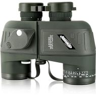 AOMEKIE Marine Binoculars for Adults 10x50 Waterproof Binoculars with Rangefinder Compass BAK4 Prism FMC Lens for Birdwatching Hunting Boating