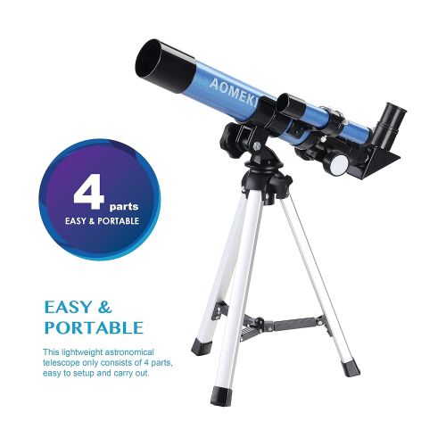  [아마존 핫딜]  [아마존핫딜]AOMEKIE Aomekie Refraktor Teleskop Kinder Einsteiger 40/400 Astronomisches Teleskop Fernrohr Teleskop mit Aluminium Stativ und Sucherfernrohr fuer Himmelsbeobachtung und Landschaftsbeobacht