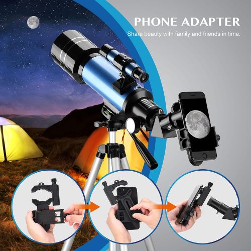  AOMEKIE Telescopes for Kids with K6/25 Eyepieces Telescopes for Astronomy Beginners and Adults with Adjustable Tripod 70mm Astronomical Telescopes with Phone Adapter Childrens Day