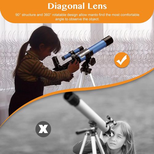  [아마존베스트]AOMEKIE Kids Telescope for Astronomy Beginners 40/400 Refractor Telescopes with Tripod Finderscope and Compass