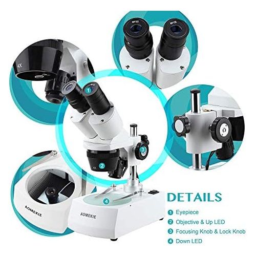  [아마존베스트]Aomekie 3D Stereo Microscope for Children 20x 40x Magnification