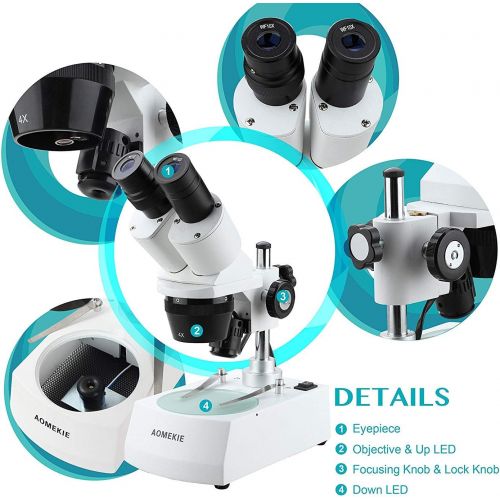  [아마존베스트]Aomekie 3D Stereo Microscope for Children 20x 40x Magnification