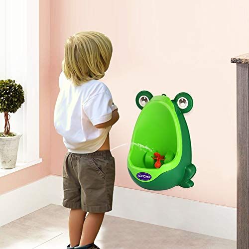  [아마존베스트]AOMOMO Frog Potty Training Urinal for Toddler Boys Toilet with Funny Aiming Target Green