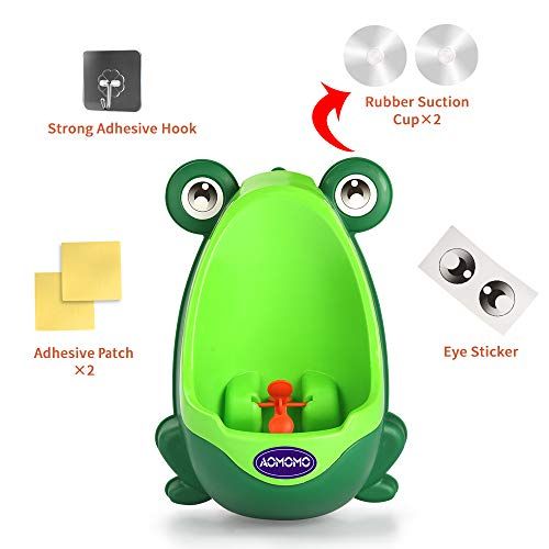  [아마존베스트]AOMOMO Frog Potty Training Urinal for Toddler Boys Toilet with Funny Aiming Target Green