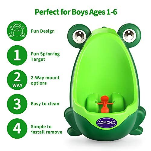  [아마존베스트]AOMOMO Frog Potty Training Urinal for Toddler Boys Toilet with Funny Aiming Target Green