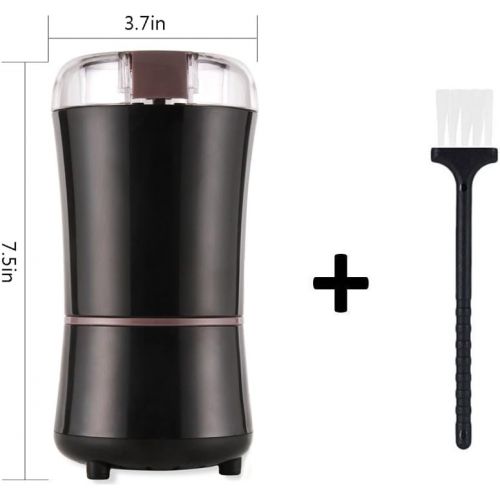  AONCO Elektrische Kaffeemuehle 400W Kaffeebohnen Nuesse Gewuerze Getreide Kaffeemuehle mit Edelstahlmesser, 60g Fassungsvermoegen Schwarz