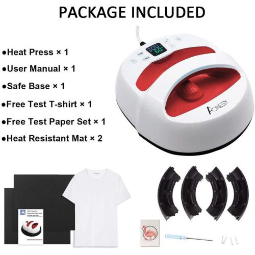  AONESY 12×10 Heat Press Machine for t Shirts Portable Hand Free Rapid Even Digital Transfer HTV Vinly Heat Press Sublimation Printing Machine for Tshirts/Bags/Hat/Cap/Plate