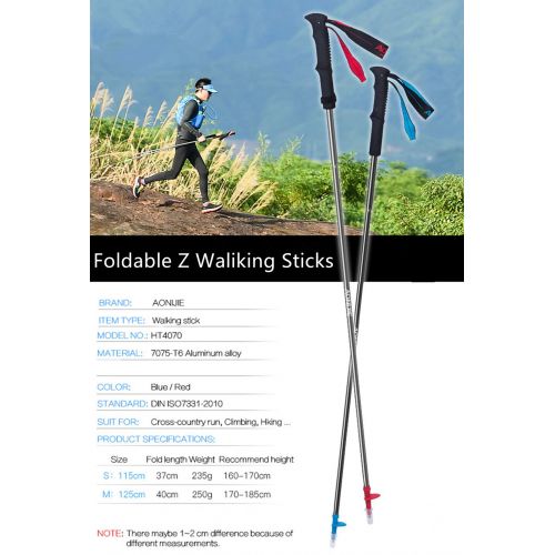  AONIJIE Men Women Collapsible Tri-fold Trekking & Hiking Poles - Foldable Lightweight Aluminum Walking Sticks Trail Cane