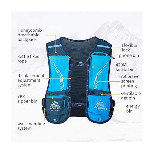  AONIJIE Running Hydration Vest Backpack for Women and Men Lightweight Trail Running Pack Outdoors Trail Race Hiking 5L