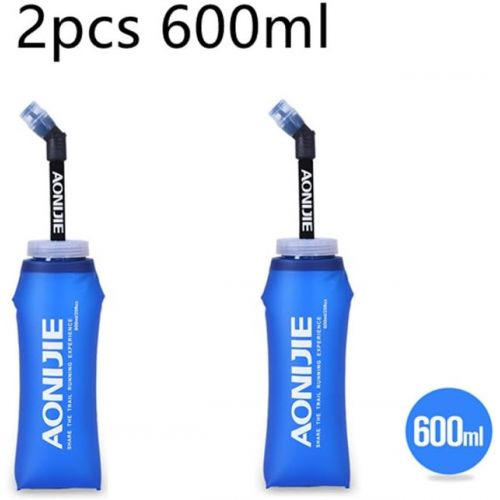  AONIJIE Soft Water Bottle,BPA Free,Folding Flask Collapsible Hydration Water Bladder Bicycle Mouth Water Bag for Outdoor Sport, 2pcs-600ML