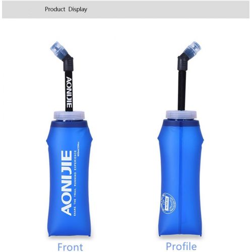  AONIJIE Soft Water Bottle,BPA Free,Folding Flask Collapsible Hydration Water Bladder Bicycle Mouth Water Bag for Outdoor Sport, 2pcs-600ML