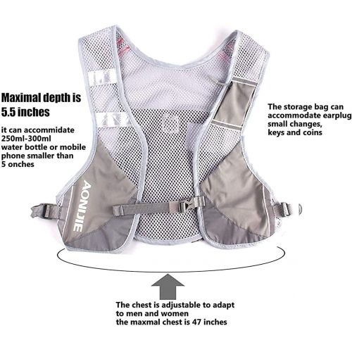  AONIJIE Marathon Running Vest Pack Water Hydration Backpack Outdoor Sport Bag Cycling Camping Climbing Rucksack,Gray