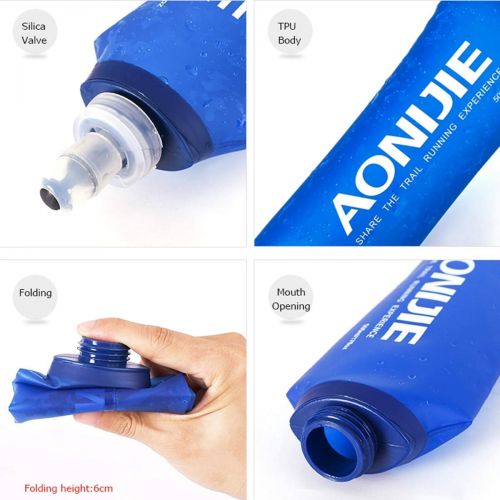  AONIJIE TPU Soft Folding Water Bottles BPA Free Collapsible Flask for Hydration Pack for Running Hiking Cycling Climbing Pack of 2