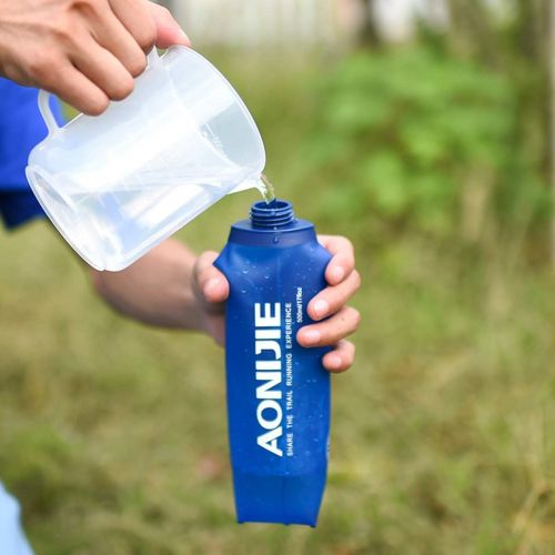  AONIJIE TPU Soft Folding Water Bottles BPA Free Collapsible Flask for Hydration Pack for Running Hiking Cycling Climbing Pack of 2