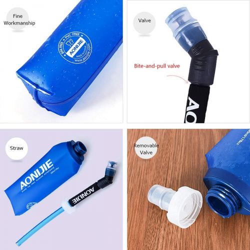  AONIJIE TPU Soft Folding Water Bottles BPA Free Collapsible Flask for Hydration Pack for Running Hiking Cycling Climbing Pack of 2