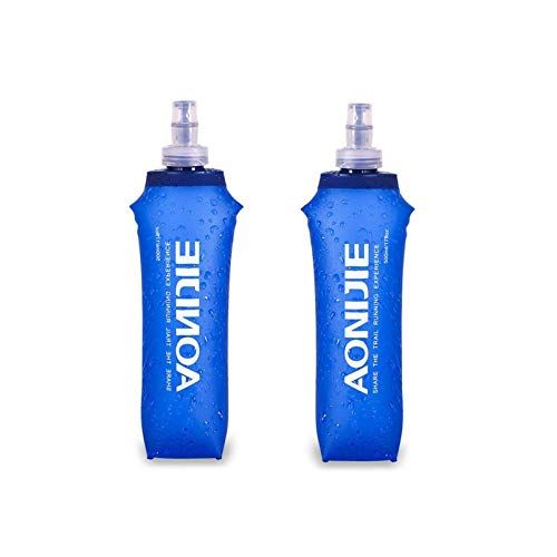  AONIJIE 2PCS Foldable TPU Hydration Water Bottle Soft Flask for Running Camping Hiking Bicycle (500ML)