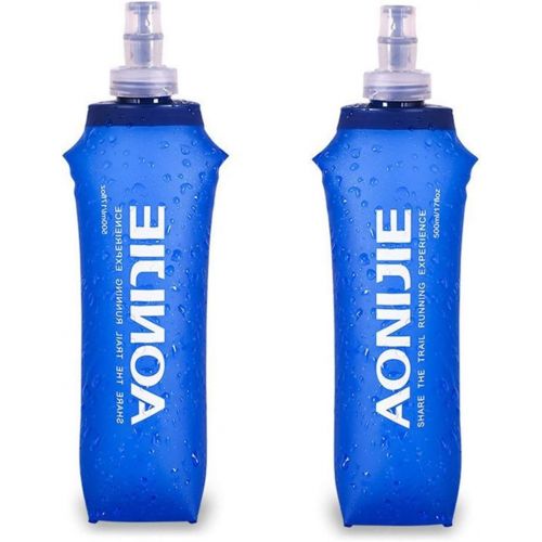  AONIJIE 2PCS Foldable TPU Hydration Water Bottle Soft Flask for Running Camping Hiking Bicycle (500ML)