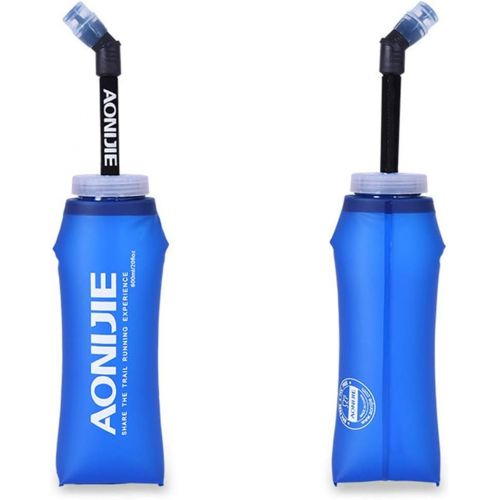  AONIJIE Soft Water Bottle,BPA Free,Folding Flask Collapsible Hydration Water Bladder Bicycle Mouth Water Bag for Outdoor Sport,2pcs-350ML