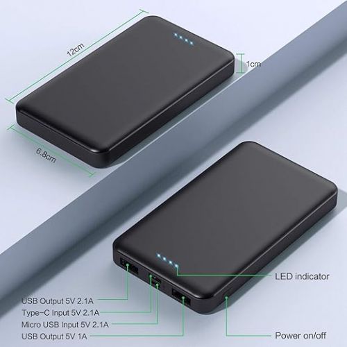  Portable Charger Power Bank 10000mAh【2 Pack】Ultra Slim Portable Phone Charger with USB C Input & 2 Output Backup Charging External Battery Pack Compatible with iPhone 15/14/13/12/11,Android Phone etc