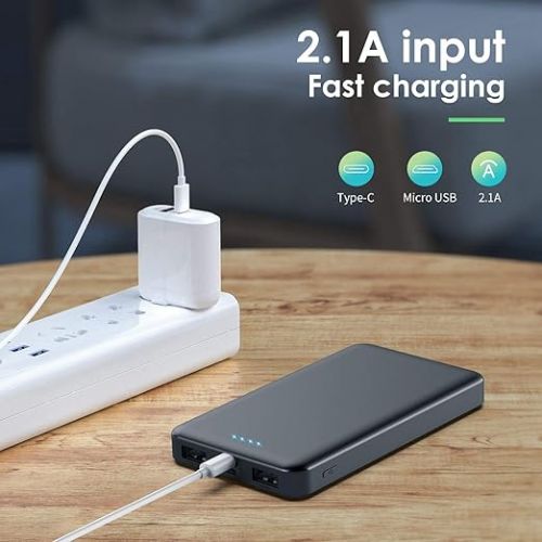  Portable Charger Power Bank 10000mAh【2 Pack】Ultra Slim Portable Phone Charger with USB C Input & 2 Output Backup Charging External Battery Pack Compatible with iPhone 15/14/13/12/11,Android Phone etc