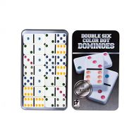 [아마존베스트]Dominoes Set Mexican Train Dominoes  AOQING Domino Game Tenons Double 6 Color 28 Dominos Tin Box Package