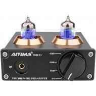 [아마존베스트]AOSHIKE AIYIMA Tube T3 HiFi Tube Phono Preamp for Turntable MM Phonograph Stereo Audio Tube Preamplifier with with Gain Adjust & DC 12V Power Adapter for Record Player System