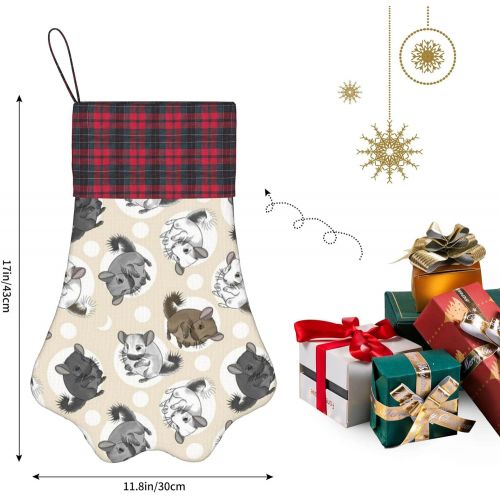  AOTOSE Small Tan Chinchillas and Moon Dots Christmas Stockings- 17 Inch Christmas Stockings Fireplace Hanging Stockings for Family Christmas Decoration Holiday Season Party Decor