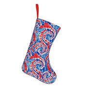 AOTOSE Red White and Blue Tie Dye Christmas Stockings- 10 Inch Christmas Stockings Fireplace Hanging Stockings for Family Christmas Decoration Holiday Season Party Decor