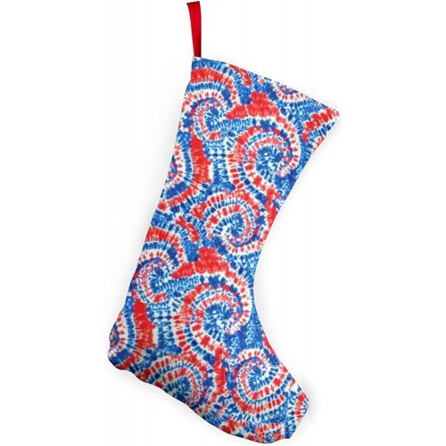  AOTOSE Red White and Blue Tie Dye Christmas Stockings- 10 Inch Christmas Stockings Fireplace Hanging Stockings for Family Christmas Decoration Holiday Season Party Decor