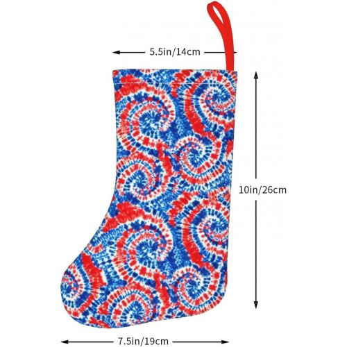  AOTOSE Red White and Blue Tie Dye Christmas Stockings- 10 Inch Christmas Stockings Fireplace Hanging Stockings for Family Christmas Decoration Holiday Season Party Decor