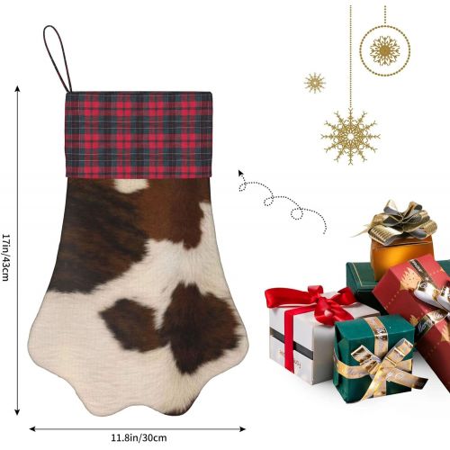  AOTOSE Cow Skin Abstract Africa Animal Farm Christmas Stockings- 17 Inch Christmas Stockings Fireplace Hanging Stockings for Family Christmas Decoration Holiday Season Party Decor