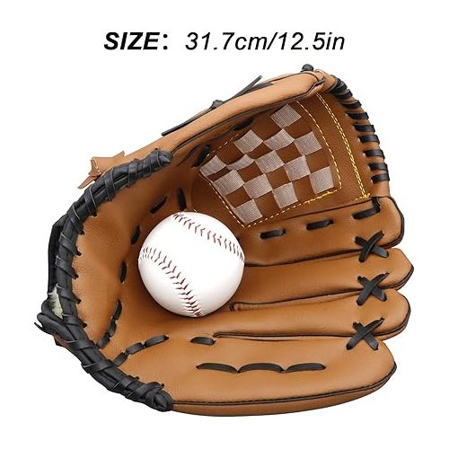  AOUTACC Baseball Gloves Softball Glove,12.5 Player Preferred Wear-Resistant PU Material Thicken Softball Fielding Glove,Left Hand Gloves Right Hand Throw for Youth Adult