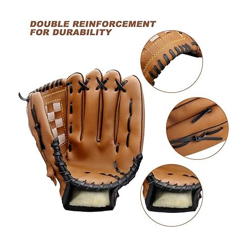  AOUTACC Baseball Gloves Softball Glove,12.5 Player Preferred Wear-Resistant PU Material Thicken Softball Fielding Glove,Left Hand Gloves Right Hand Throw for Youth Adult