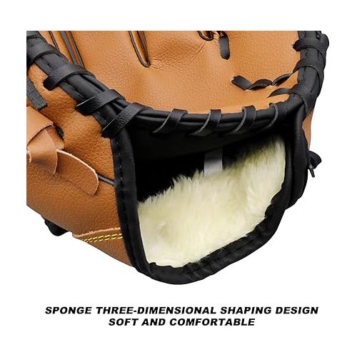  AOUTACC Baseball Gloves Softball Glove,12.5 Player Preferred Wear-Resistant PU Material Thicken Softball Fielding Glove,Left Hand Gloves Right Hand Throw for Youth Adult