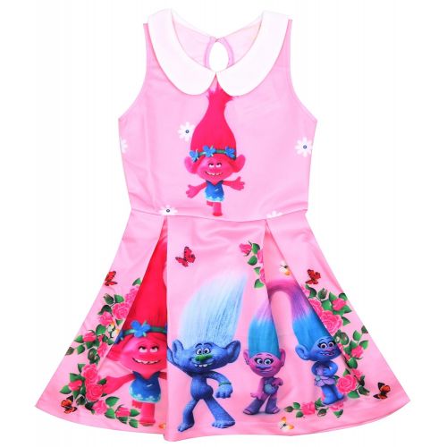 AOVCLKID Trolls Costume for Toddler Kids Party Princess Dress Little Girls Dress Up