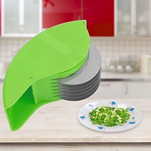  Krauterschneider Fleischwolf, aozbz Manuelle Hand Fruehlingszwiebel Chive mint Cutter mit 6Edelstahl Klinge Kueche Gemuese Hacken