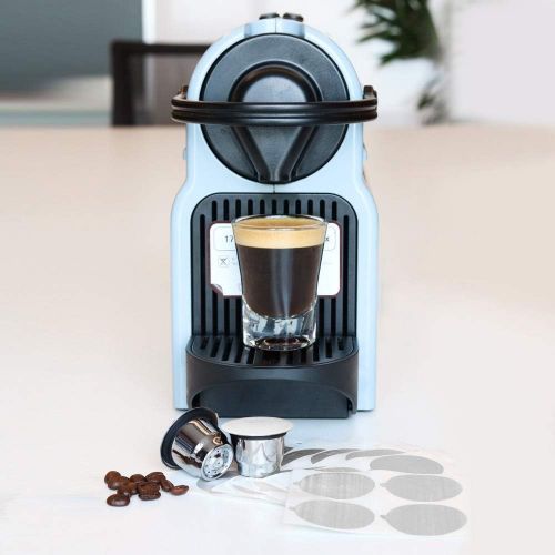 AOZBZ Refillable Coffee Capsules Cup Stainless Steel Nespresso Pods Compatible with Nespresso Machines (2 Cups+100 Lids)