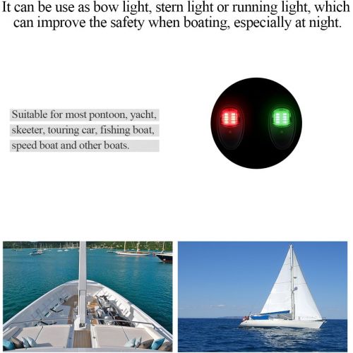  AOZBZ LED Boat Navigation Light, Marine Yacht Navigation Lamps Starboard and Port Side Light for Boat Skeeter DC 12-24V with Green and Red Light