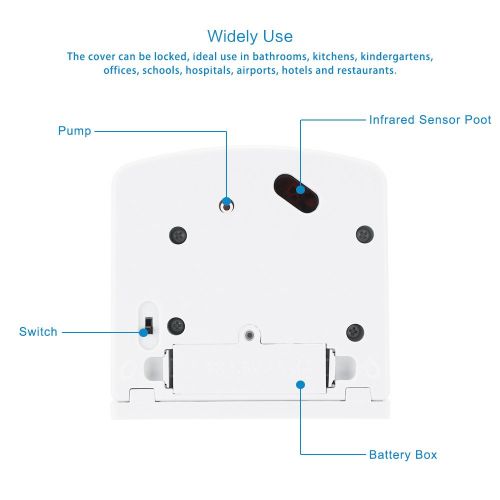  AOZBZ Automatic Soap Dispenser, Touchless Wall Mounted Liquid Soap Dispenser, Hands-Free Motion Sensor for Kitchen Bathroom Hotel (1L)