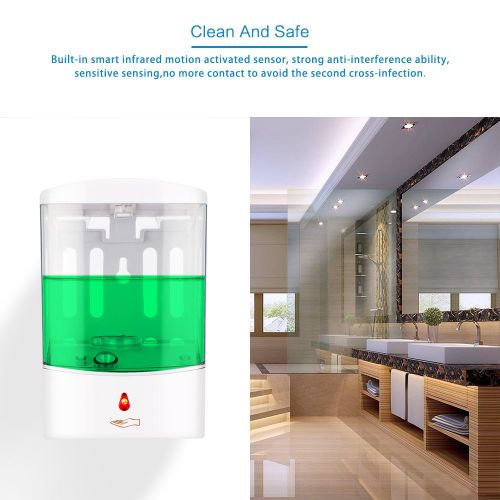  AOZBZ Automatic Soap Dispenser, Touchless Wall Mounted Liquid Soap Dispenser, Hands-Free Motion Sensor for Kitchen Bathroom Hotel (1L)