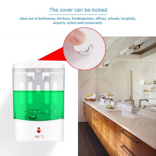  AOZBZ Automatic Soap Dispenser, Touchless Wall Mounted Liquid Soap Dispenser, Hands-Free Motion Sensor for Kitchen Bathroom Hotel (1L)
