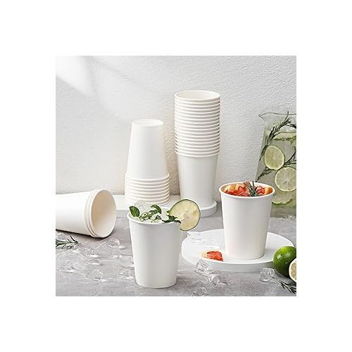  AOZITA 120 Pack 8 oz Paper Cups, Coffee Cups, White Paper Hot/Cold Disposable Beverage Drinking Cup for Water, Juice, Coffee, Tea