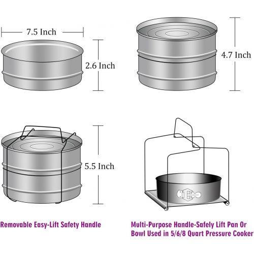  [아마존핫딜][아마존 핫딜] AOZITA Aozita Stackable Steamer Insert Pans with Sling for Instant Pot Accessories 6/8 qt - Pot in Pot, Baking, Casseroles, Lasagna Pans, Food Steamer for Pressure Cooker, Upgrade Interch