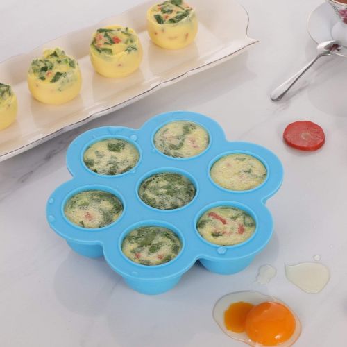 Aozita Silicone Egg Bites Molds for Instant Pot 6,8 Qt, Pressure Cooker Accessories, Reusable Baby Food Storage with Silicone Spoons, Sous Vide Egg Poacher