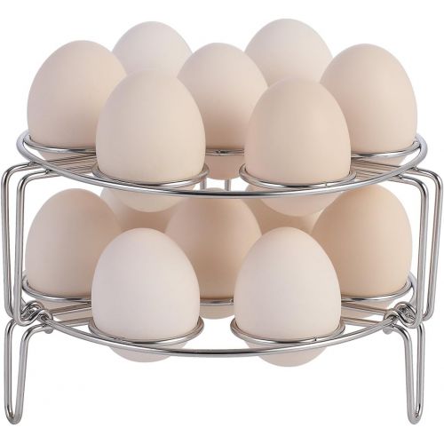  Aozita Stackable Egg Steamer Rack Trivet for Instant Pot Accessories - Fits 5,6,8 qt Pressure Cooker - 2 Pack Stainless Steel Multipurpose Rack