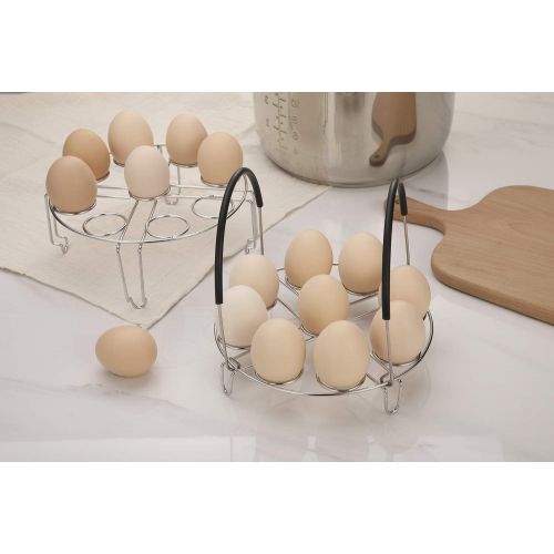  Aozita Multipurpose Stackable Egg Steamer Rack Trivet with Heat Resistant Silicone Handles Compatible for Instant Pot Accessories 6 Qt/8 Qt - 18 Egg Cooking Rack for Pressure Cooke