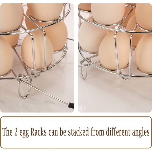  Aozita Multipurpose Stackable Egg Steamer Rack Trivet with Heat Resistant Silicone Handles Compatible for Instant Pot Accessories 6 Qt/8 Qt - 18 Egg Cooking Rack for Pressure Cooke