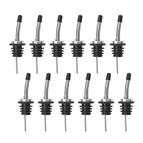  [아마존베스트]AOZITA [UPGRADED VERSION] 12 Pack Stainless Steel Classic Bottle Pourers Tapered Spout - Liquor Pourers with Rubber Dust Caps