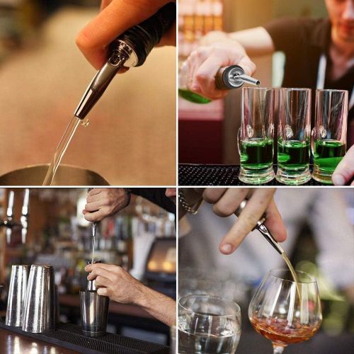  [아마존베스트]AOZITA [UPGRADED VERSION] 12 Pack Stainless Steel Classic Bottle Pourers Tapered Spout - Liquor Pourers with Rubber Dust Caps